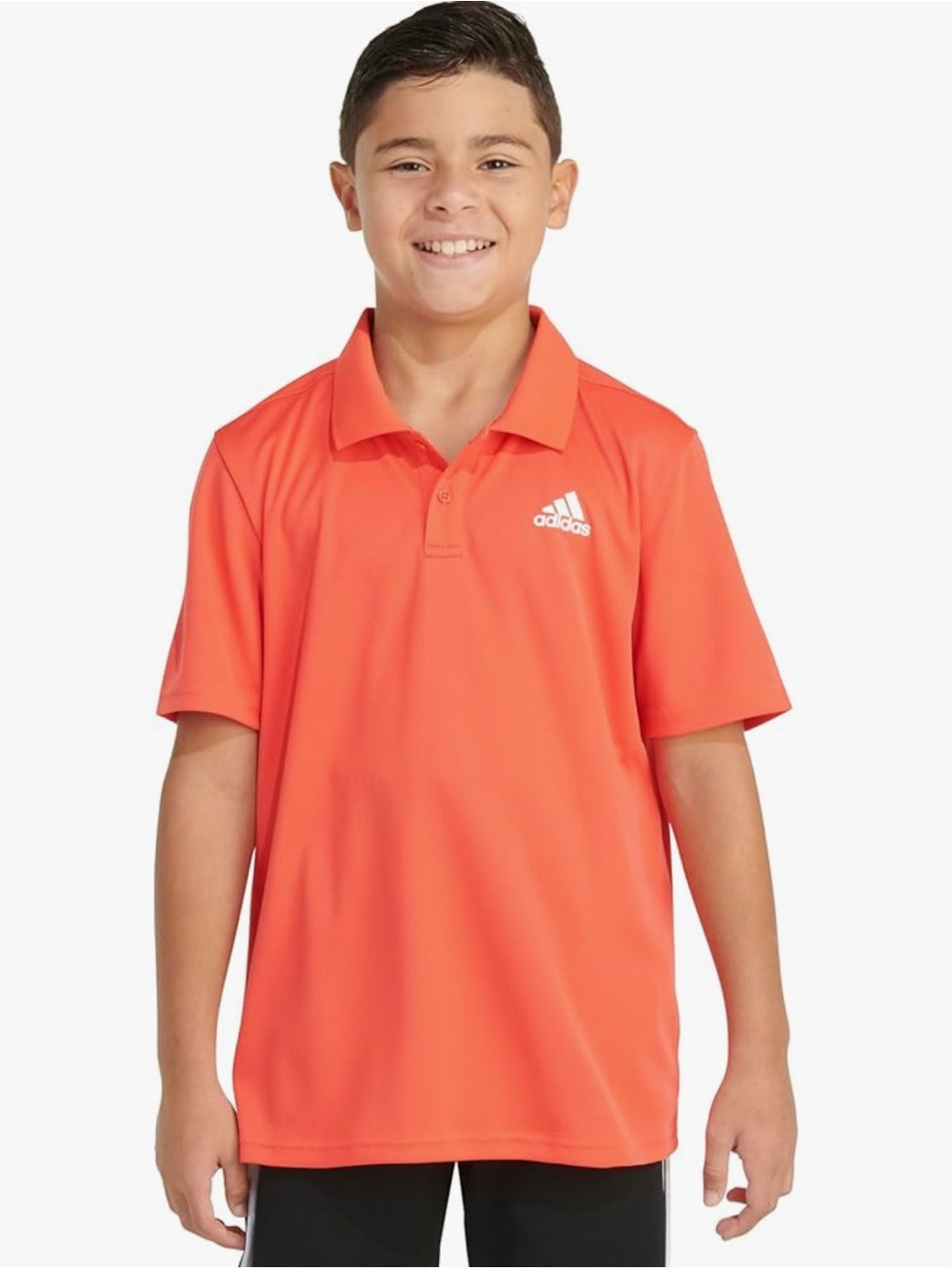 Adidas Youth Polo Shirt Orange 3-Stripe Regular Fit Size M (10/12)